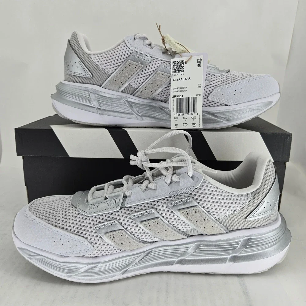 Adidas Astrastar Silver Grey Metallic Running Shoes JP5951 Mens 10 New